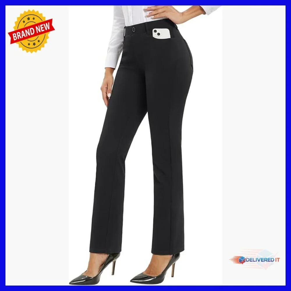Straight Leg Stretch Dress Pants High Rise Work Professional